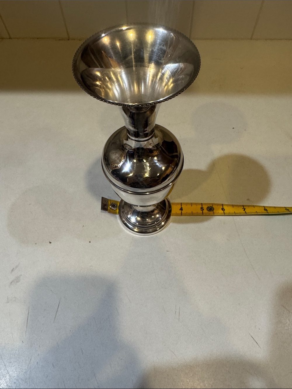 Silver Decorative Metal Vase - Classic Pedestal Design